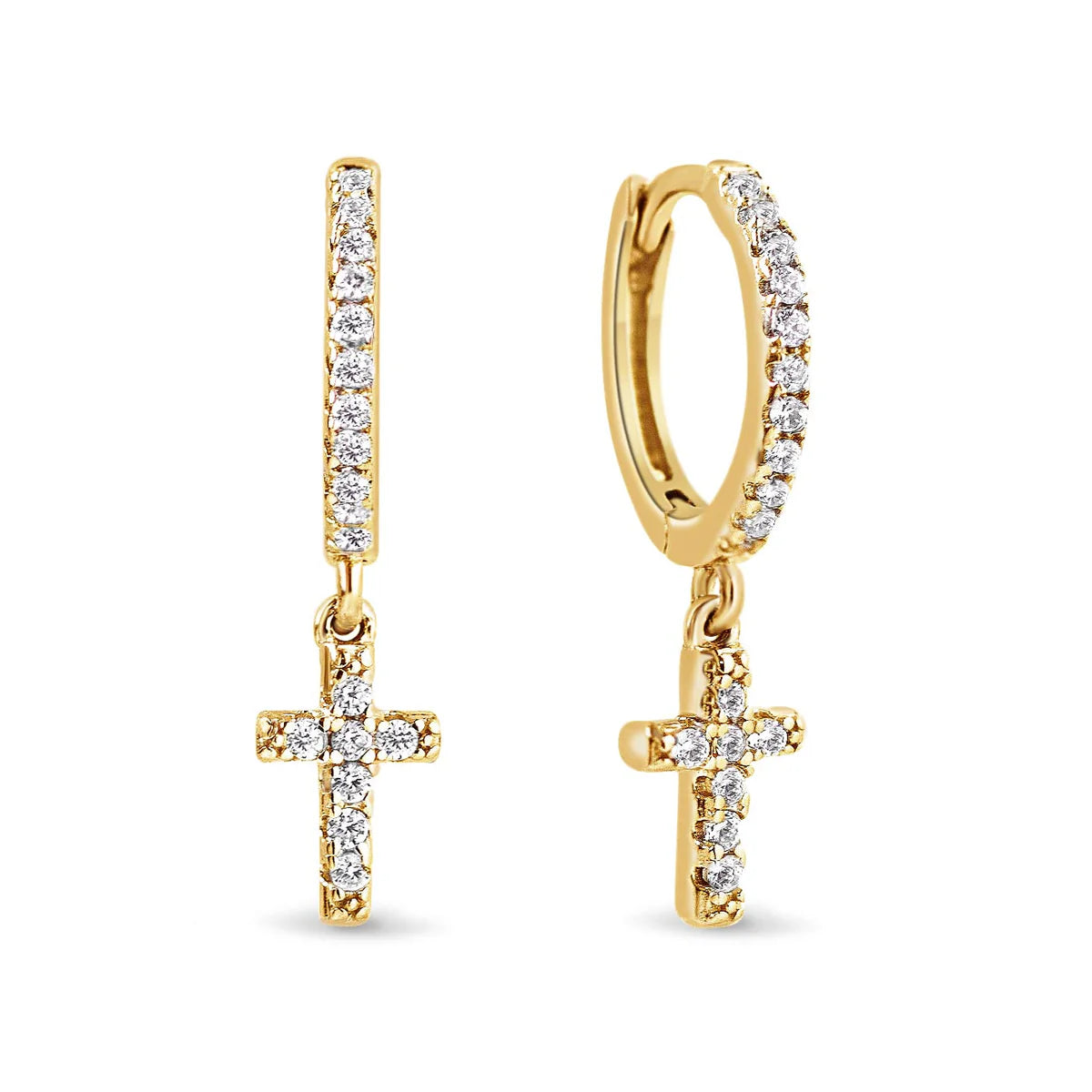 Cross Pavé Huggie Hoops